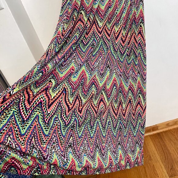 NY COLLECTION Plus Size Multicolor Sleeveless Maxi Dress Rainbow Chevron Stripe - Picture 10 of 15